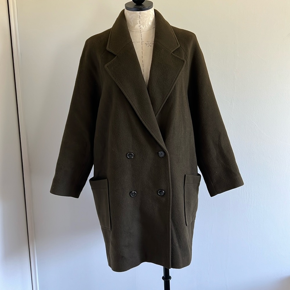 Wool Olive Coat oversized